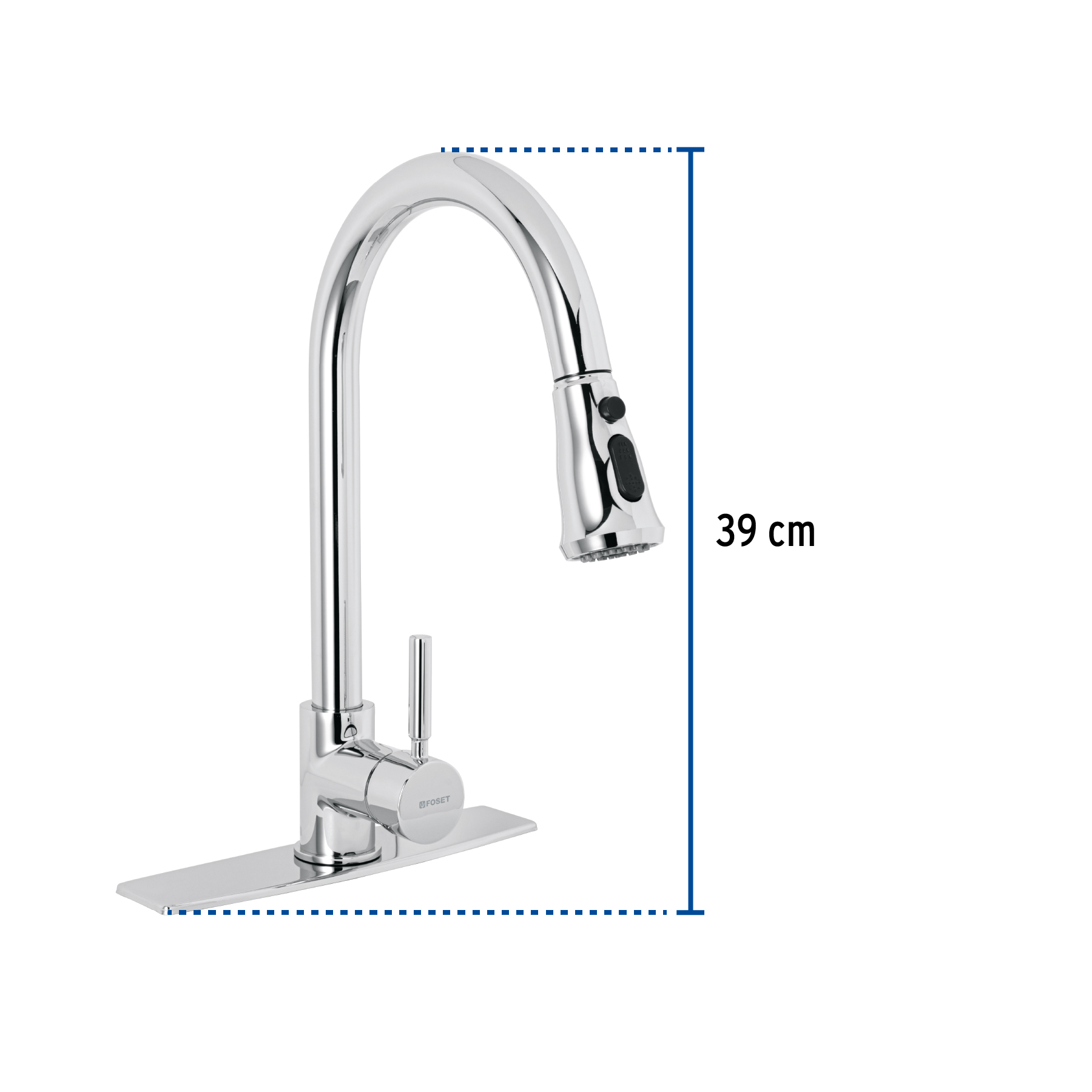 Monomando para fregadero, cuello extraíble, cromo, Tubig Foset 46768