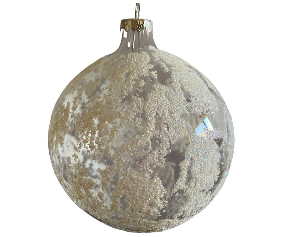 Esferas de vidrio soplado tipo nevada decoradas a mano 