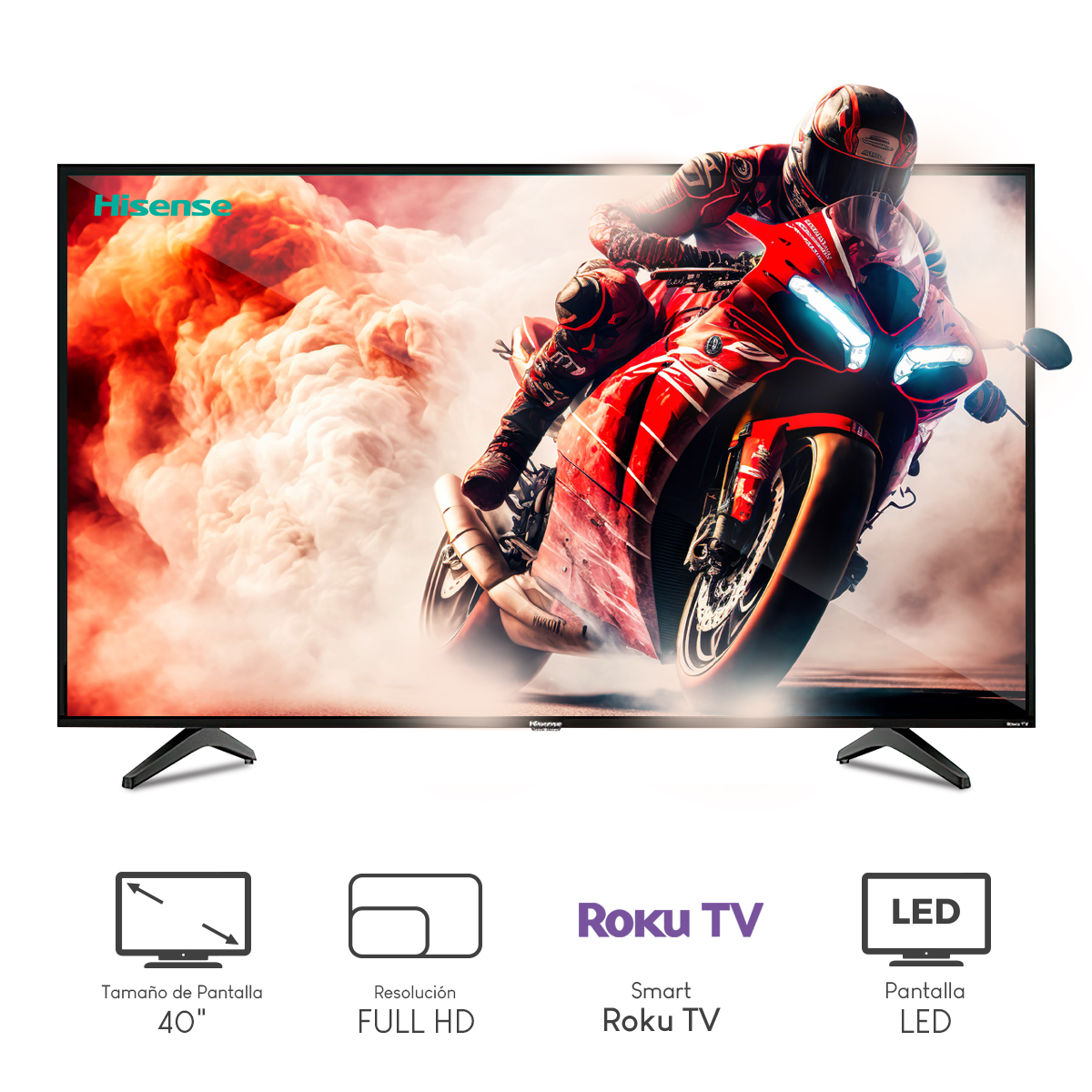 Pantalla Hisense 40Pulg FHD Smart TV Roku Plana 40H4030F1
