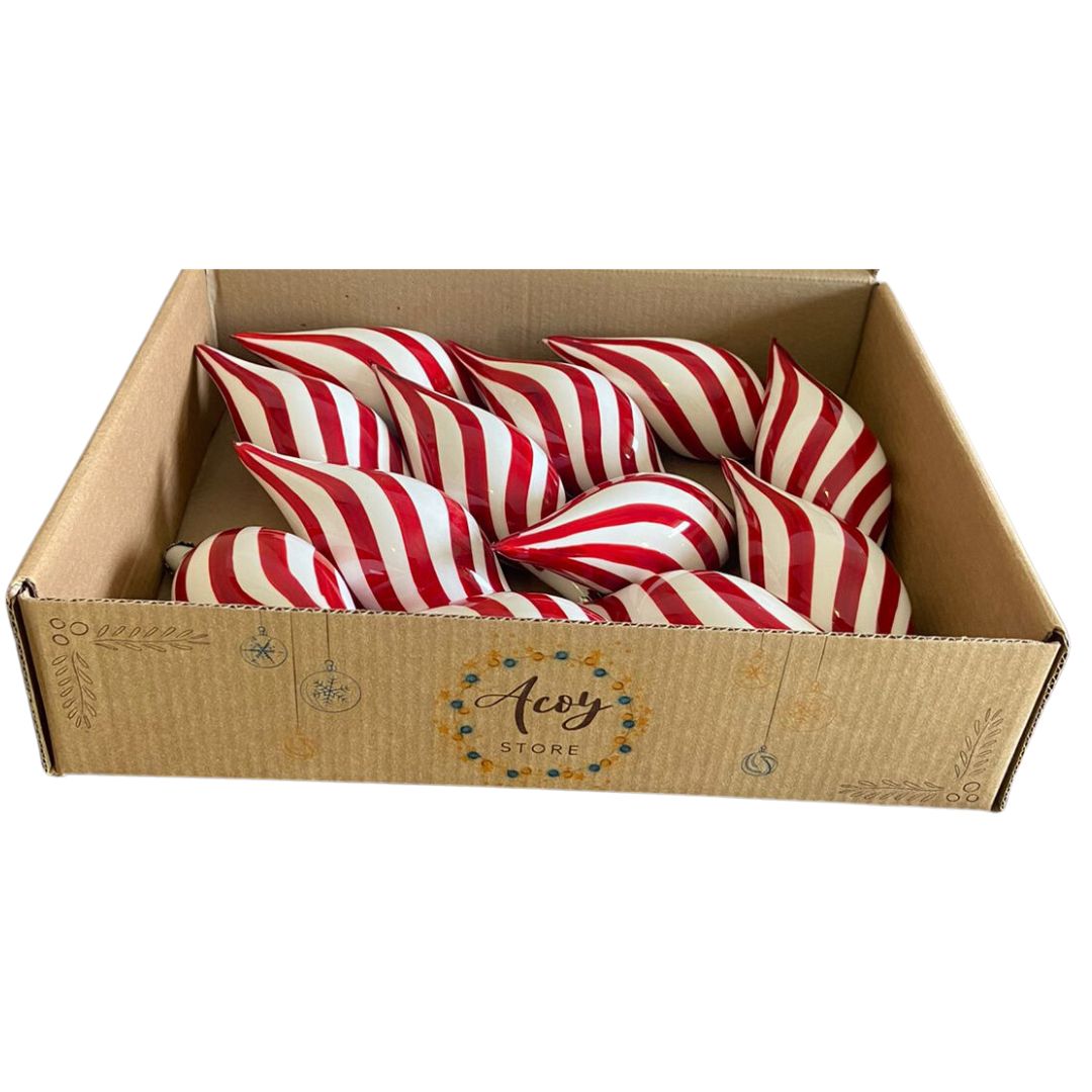 Esferas tipo rombo hechas de vidrio soplado decoradas a mano