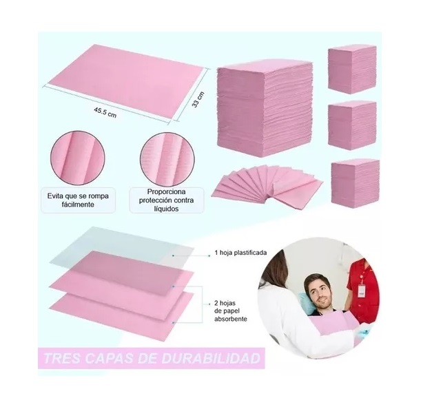 Campos Baberos Toallas Desechables Color Rosa Pastel C/50