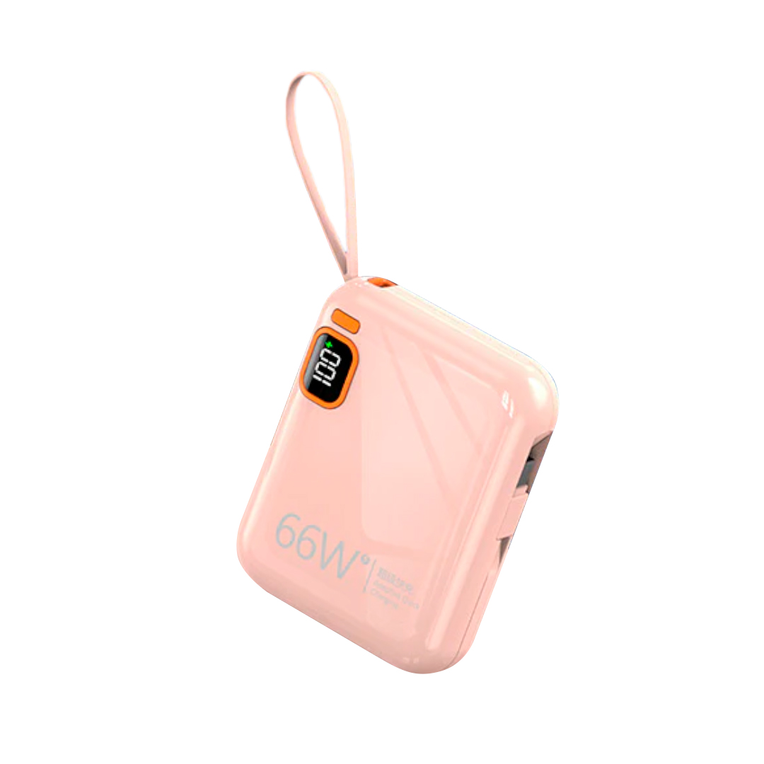 Mini Power Bank Portátil De 10000 mAh Usb A Tipo C Rosa