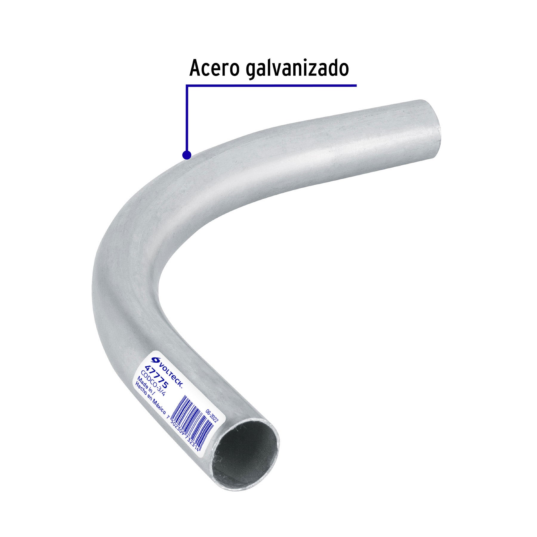 CODO CONDUIT DE 3/4" GALVANIZADO PARED DELGADA ET. VERDE VOLTECK 47775