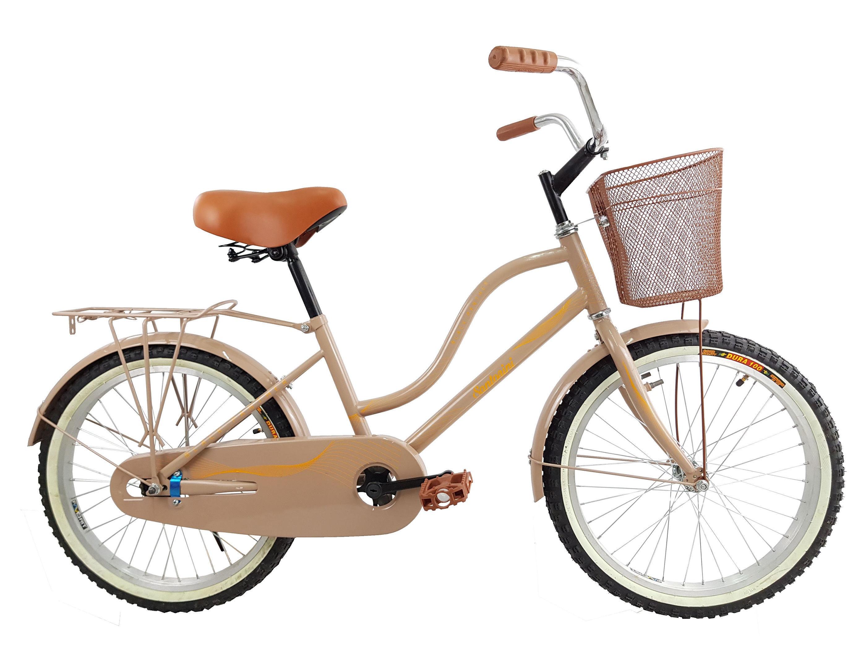 Bicicleta Black Panter Santorini Rodada 20 Equipada Con Canasta Arena