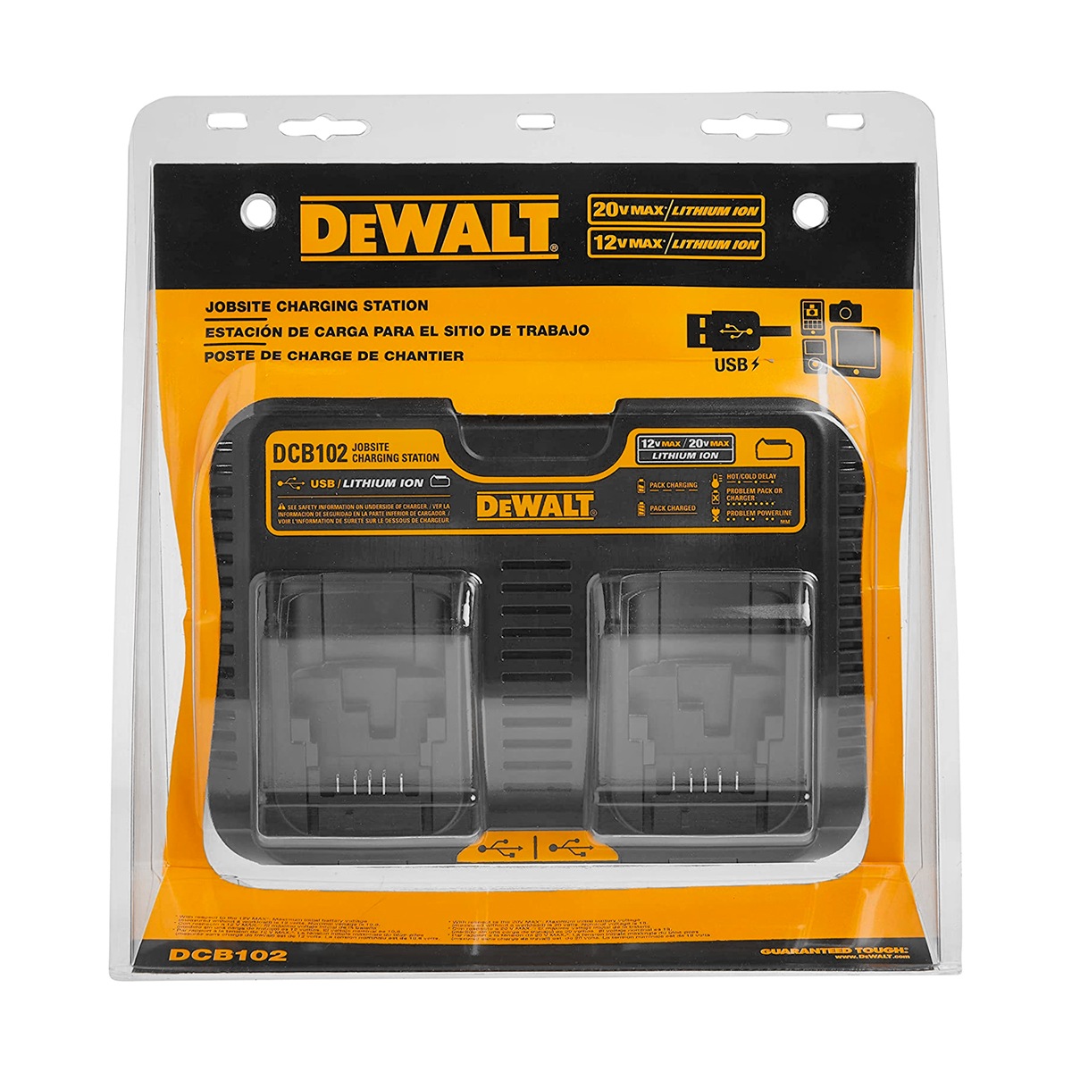 Cargador 2 Puertos Bateria 12 V/20V 2 Puertos Dewalt Dcb102