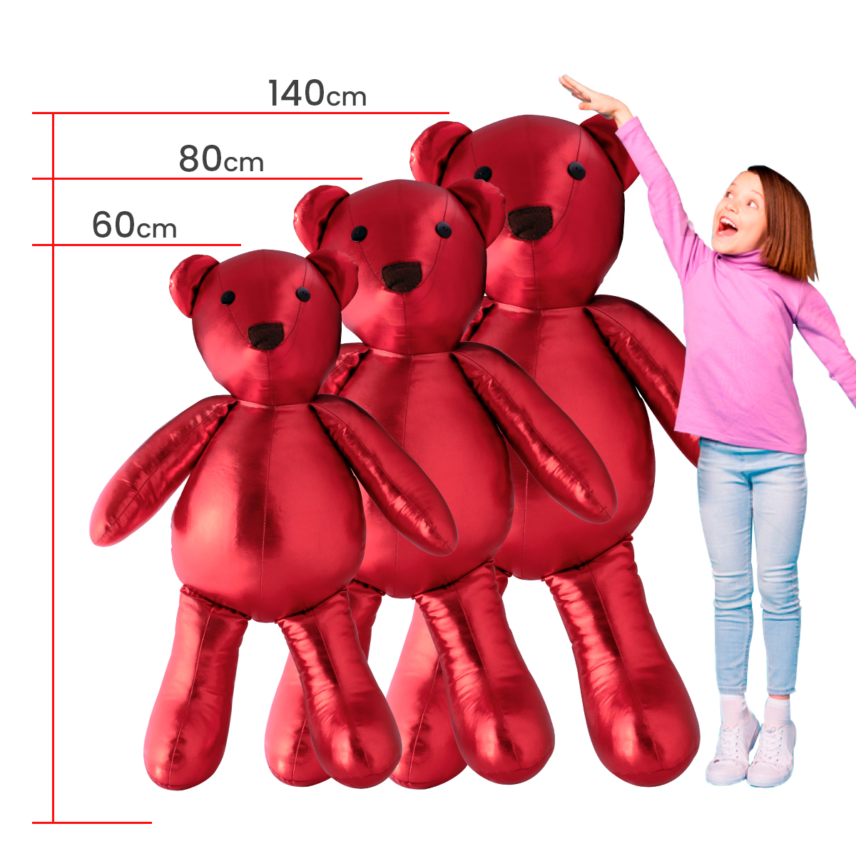 Decoración Navidad,Set 3 osos Navideños Gigantes Tv Ofertas Fredo,60,80 y 140 cm