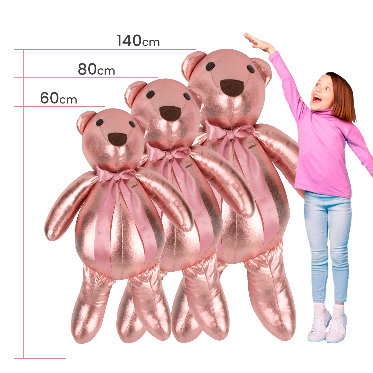 Decoración Navidad,Set 3 osos Navideños Gigantes Tv Ofertas Fredo,60,80 y 140 cm