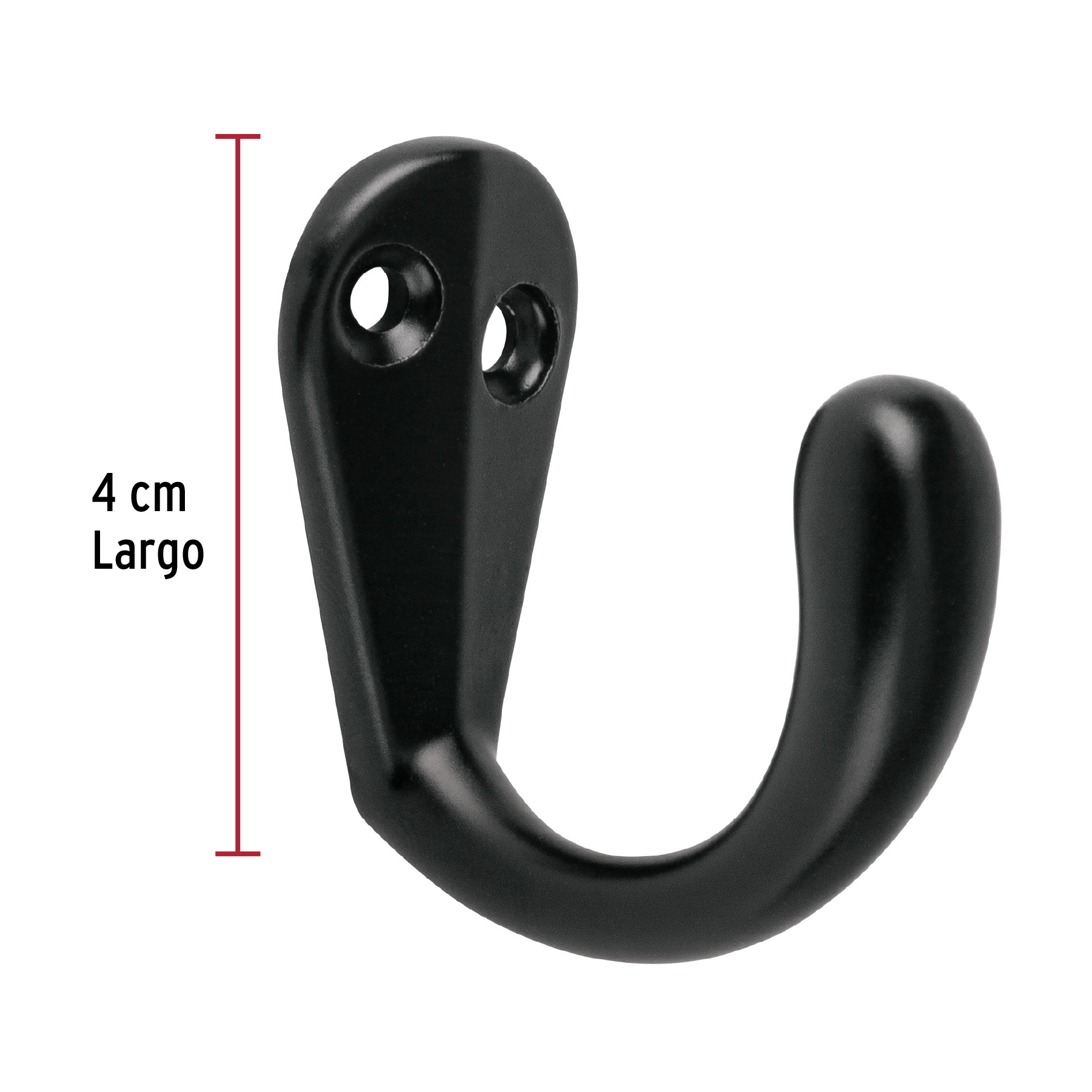 GANCHO SENCILLO TIPO PERCHERO, NEGRO, HERMEX 46833