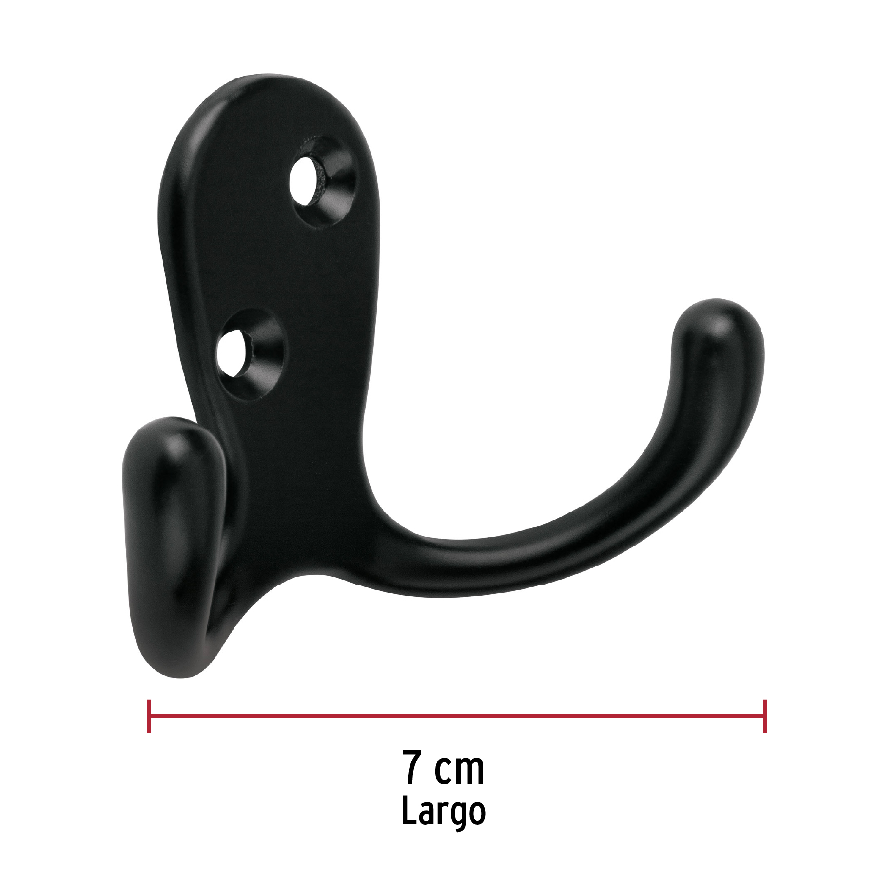 GANCHO DOBLE TIPO PERCHERO, NEGRO, HERMEX 46831