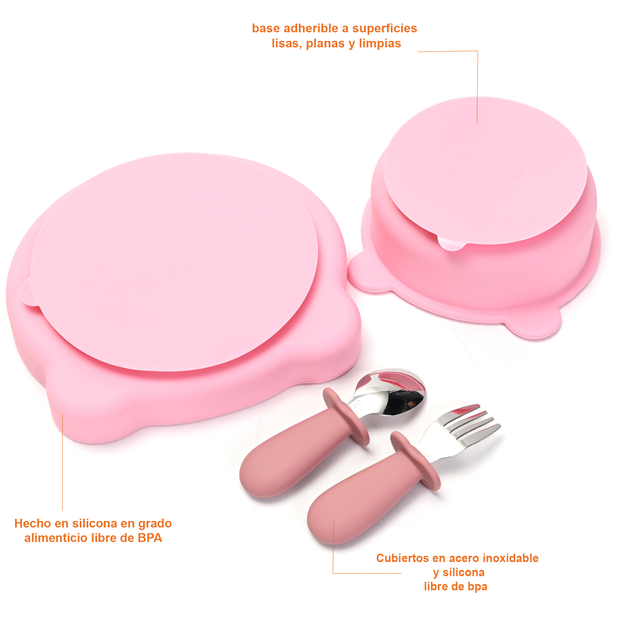 Plato Bebe Silicon Comida Snack Adherible Escolar