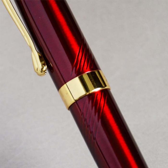 Plumas Tipo Fuente Punta Fina MXRER-002-2 2pzas 0,5mm Punta RojoDorado 2 Tintas Negras Acero Inoxidable Para Cartucho SmallCartri 3,4mm, ArrowRed