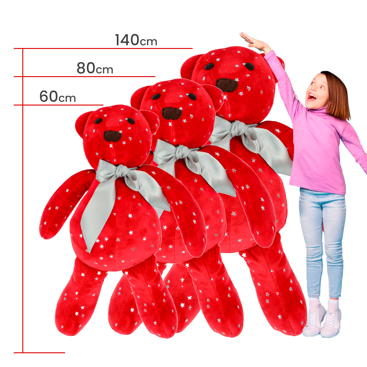 Decoración Navidad,Set 3 osos Navideños Gigantes Tv Ofertas Fredo,60,80 y 140 cm