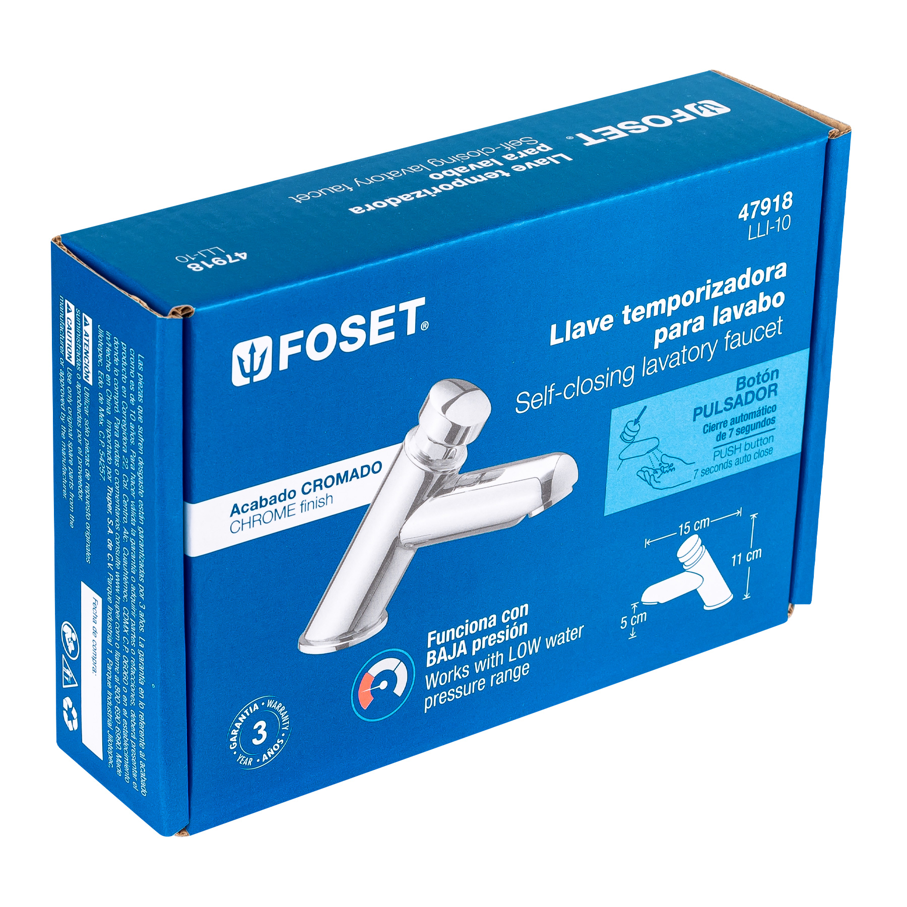 LLAVE TEMPORIZADORA PARA LAVABO, FOSET 47918