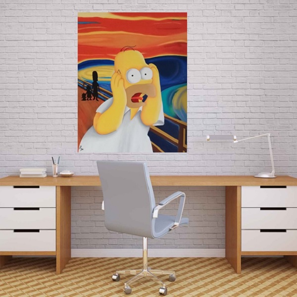 Cuadro decorativo pintado a mano Galería Oneris EL GRITO HOMERO SIMPSON 70X54