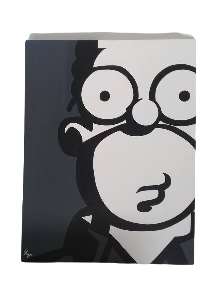 Cuadro decorativo pintado a mano Galería Oneris HOMERO SIMPSON 2 70X54