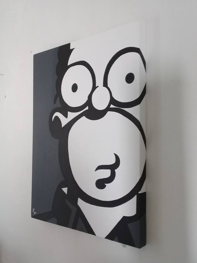 Cuadro decorativo pintado a mano Galería Oneris HOMERO SIMPSON 2 70X54
