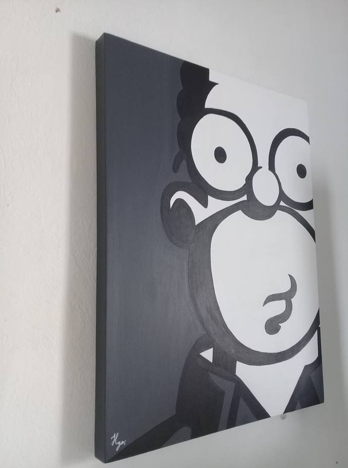 Cuadro decorativo pintado a mano Galería Oneris HOMERO SIMPSON 2 70X54