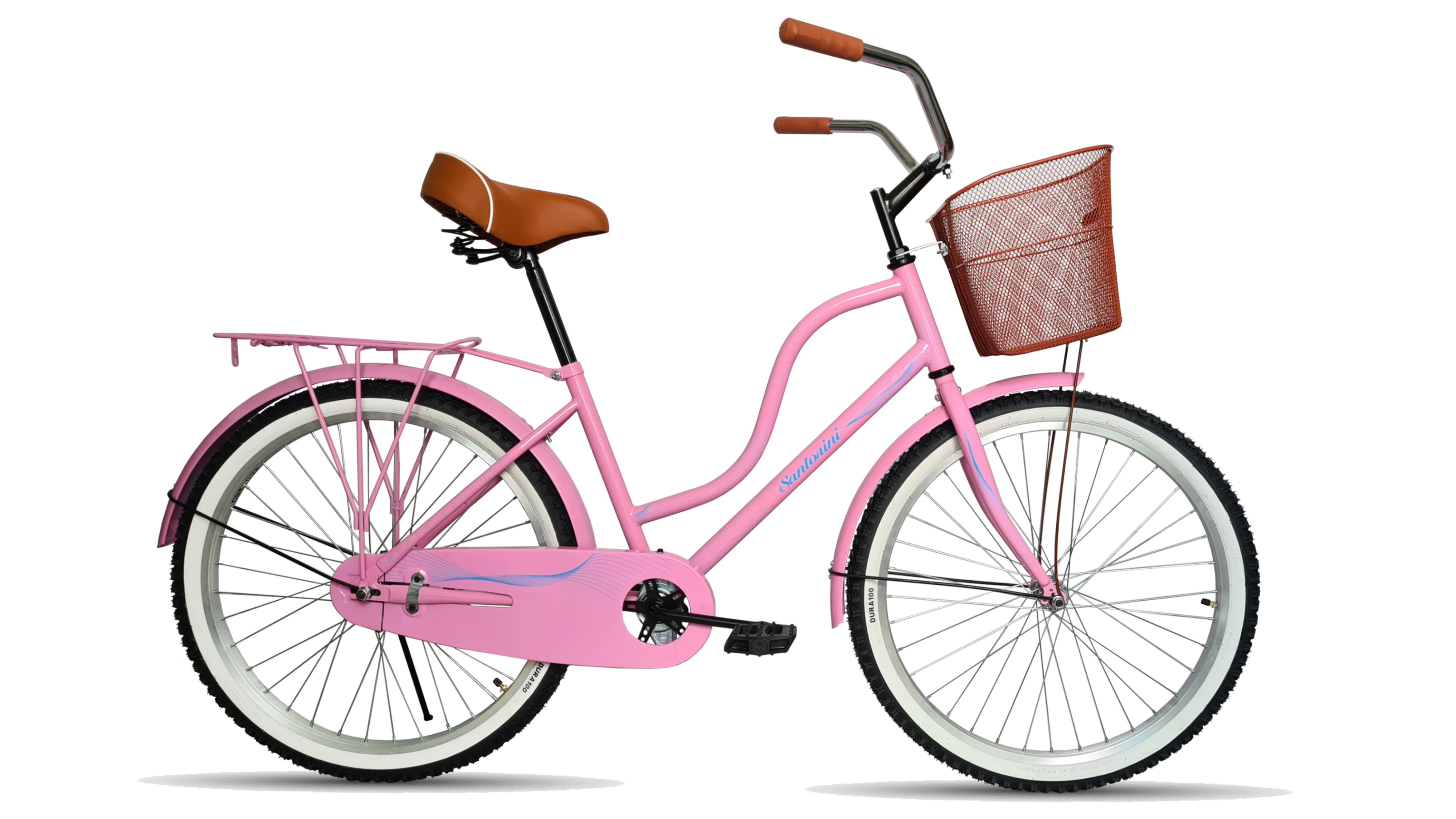 Bicicleta Urbana Retro Santorini Equipada Rodada 26 Rosa