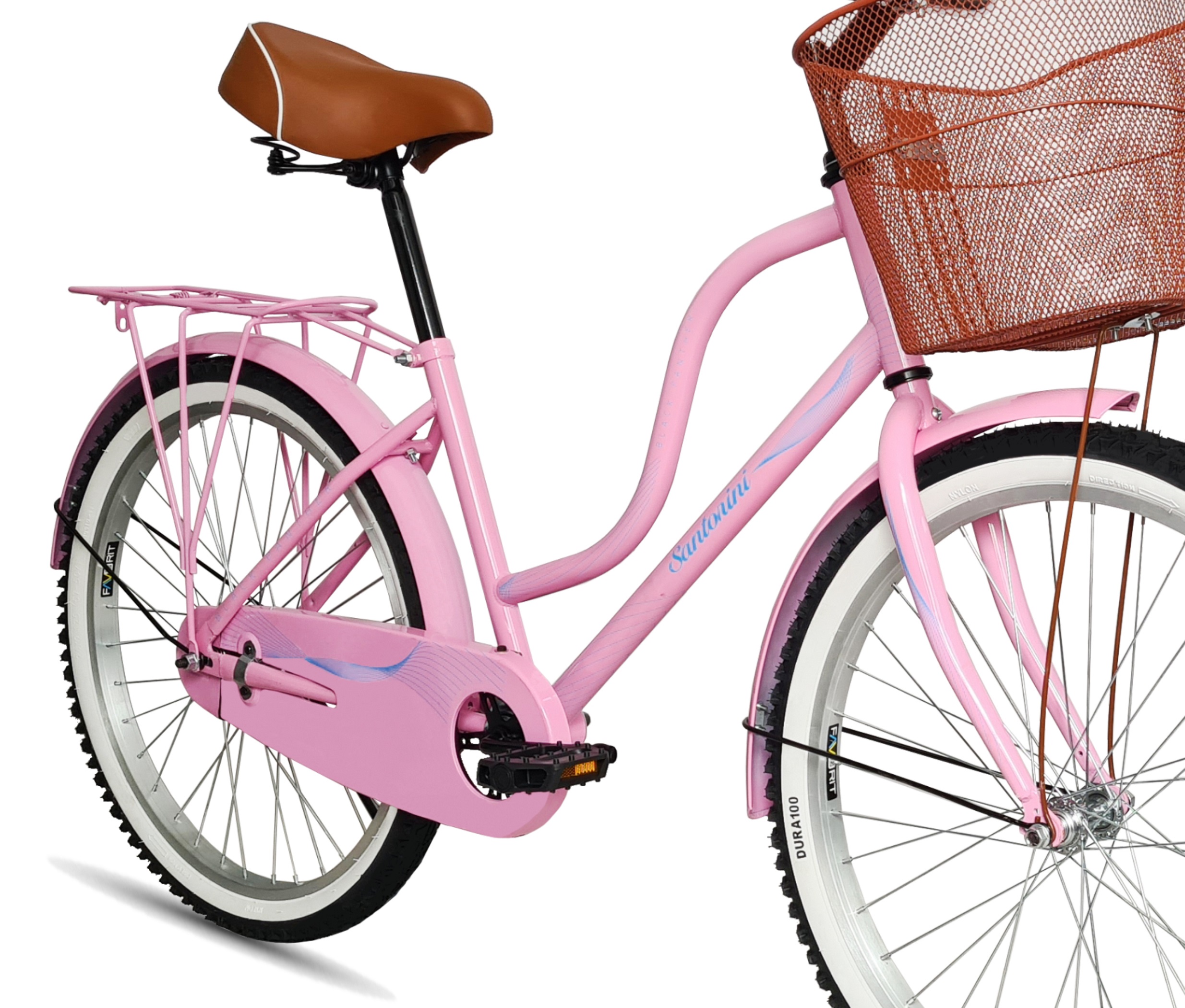 Bicicleta Urbana Retro Santorini Equipada Rodada 26 Rosa