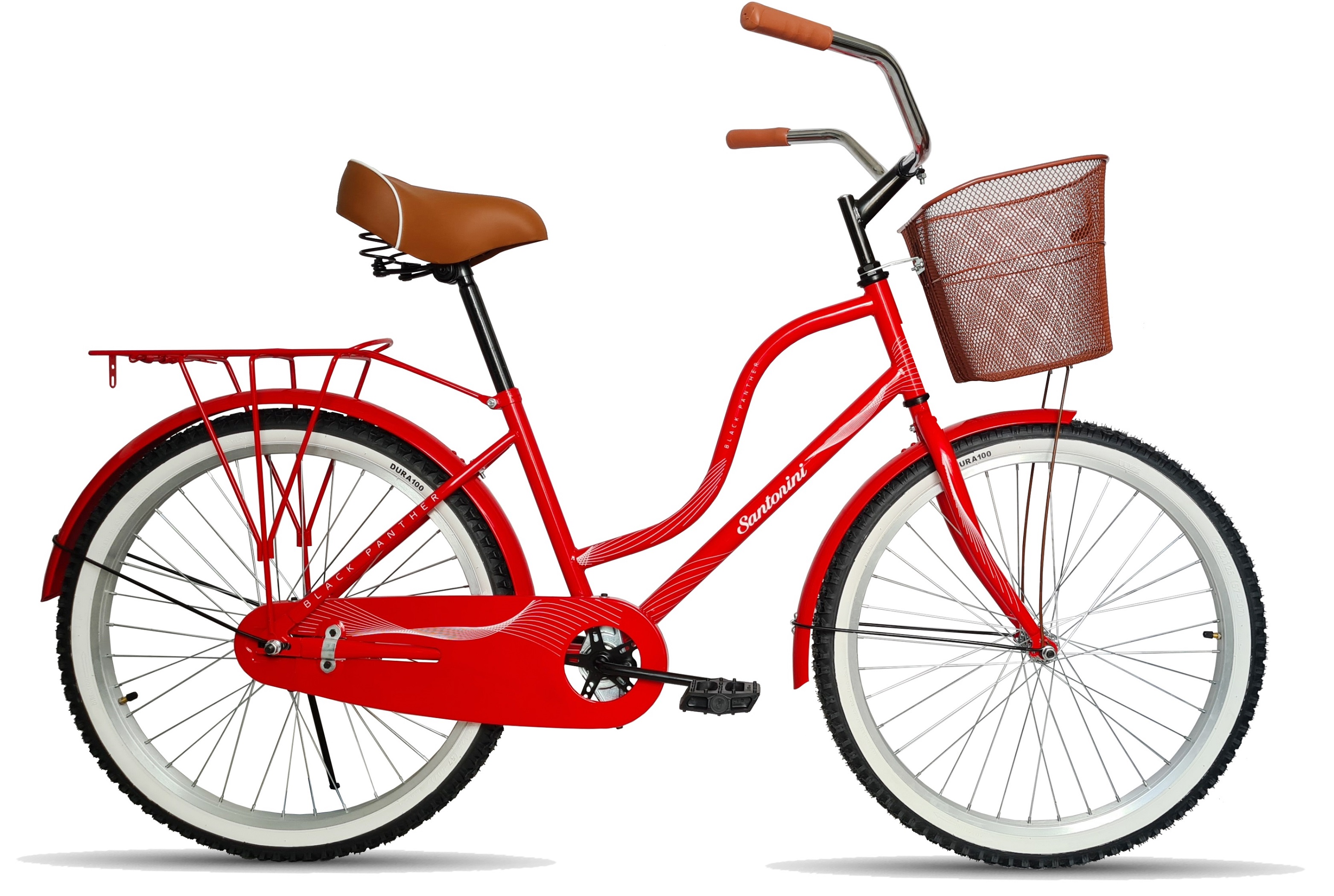 Bicicleta Urbana Retro Santorini Equipada Rodada 26 Rojo