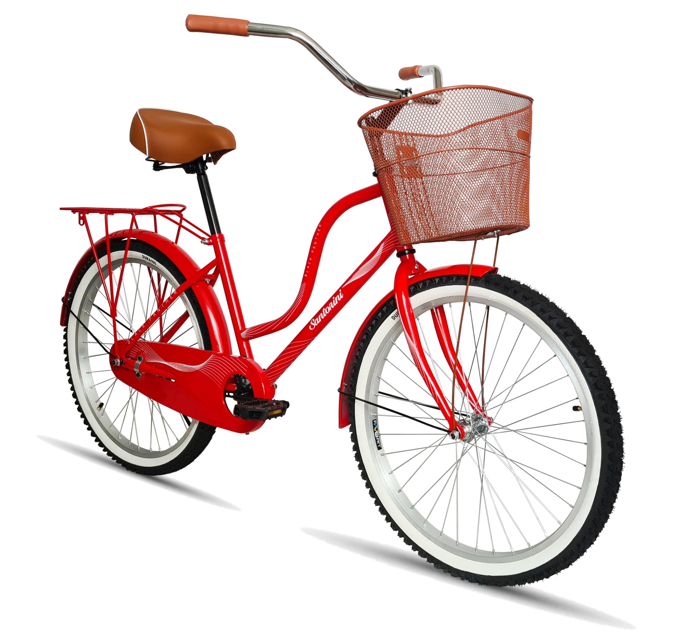 Bicicleta Urbana Retro Santorini Equipada Rodada 26 Rojo