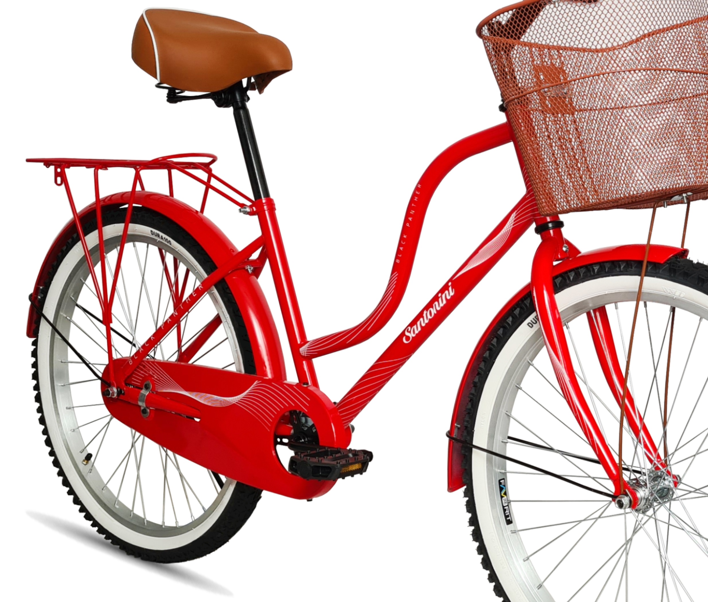 Bicicleta Urbana Retro Santorini Equipada Rodada 26 Rojo