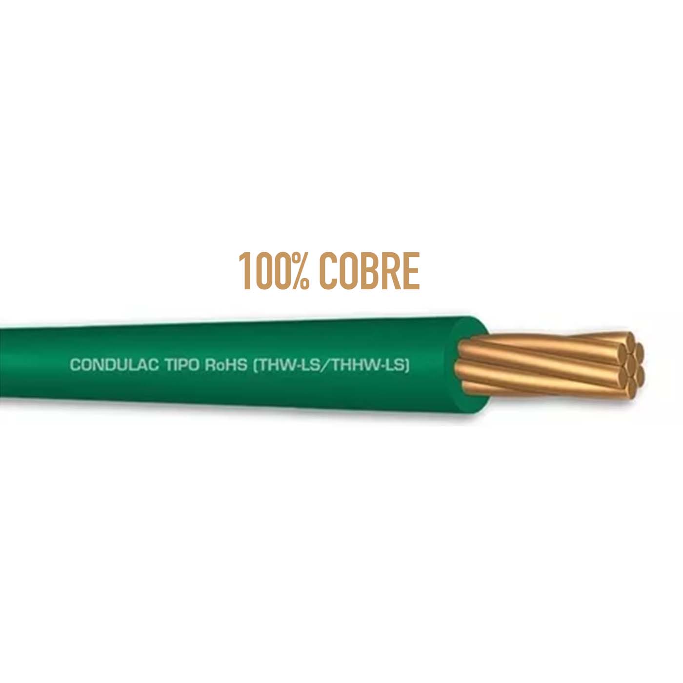 Rollo 100m Cable Eléctrico Calibre 18 100% Cobre Color Verde Condulac TF-LS