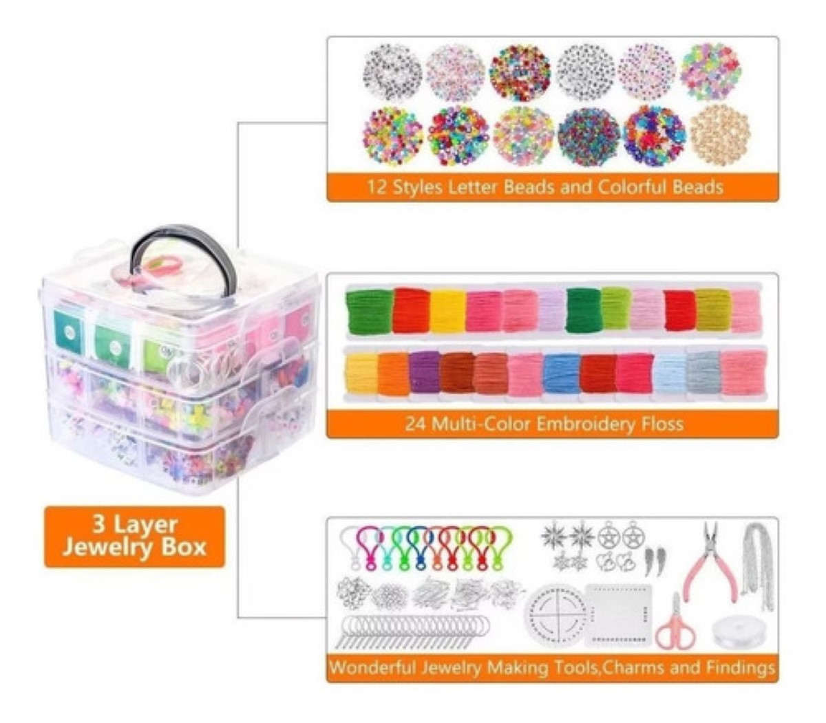 Kit De Accesorios Para Hacer Pulseras Y Joyas, 4655 Piezas Multicolor