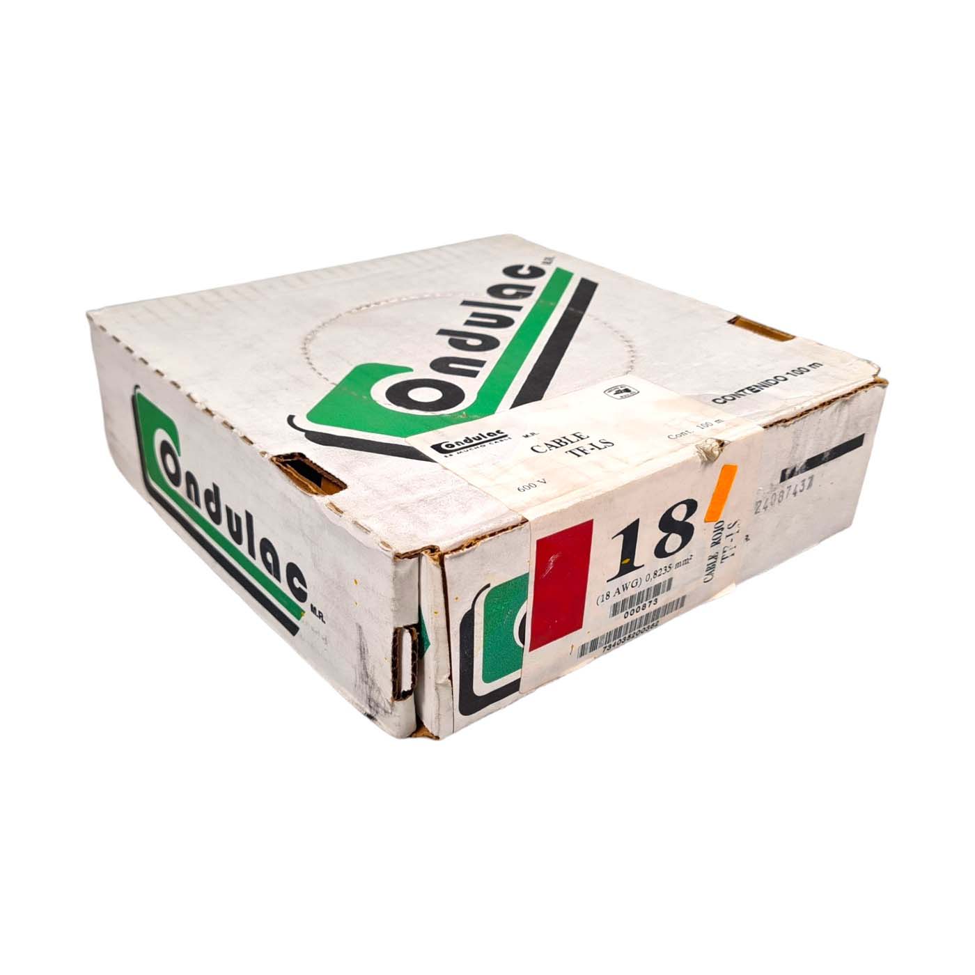 Rollo 100m Cable Eléctrico Calibre 18 100% Cobre Color Rojo Condulac TF-LS