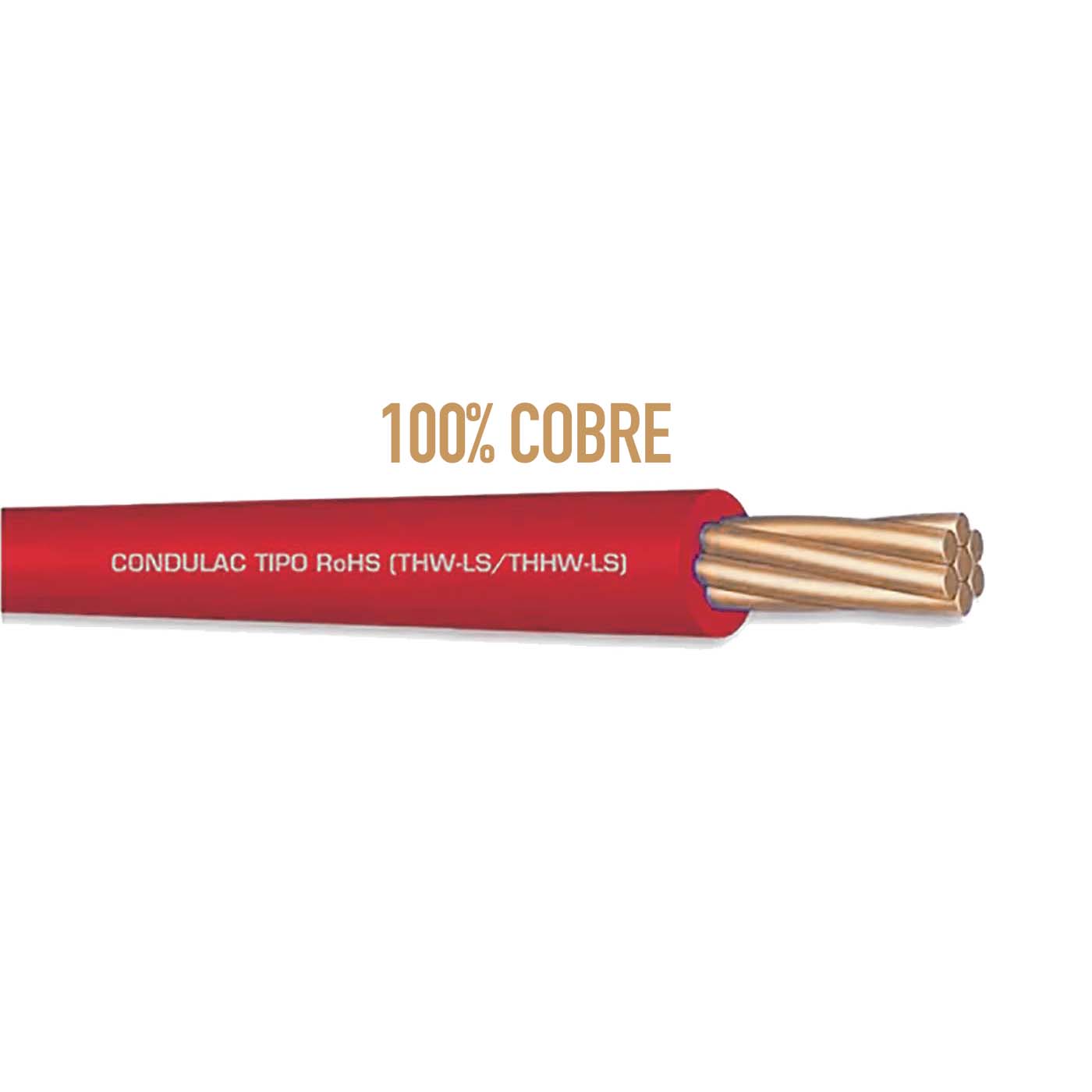 Rollo 100m Cable Eléctrico Calibre 18 100% Cobre Color Rojo Condulac TF-LS