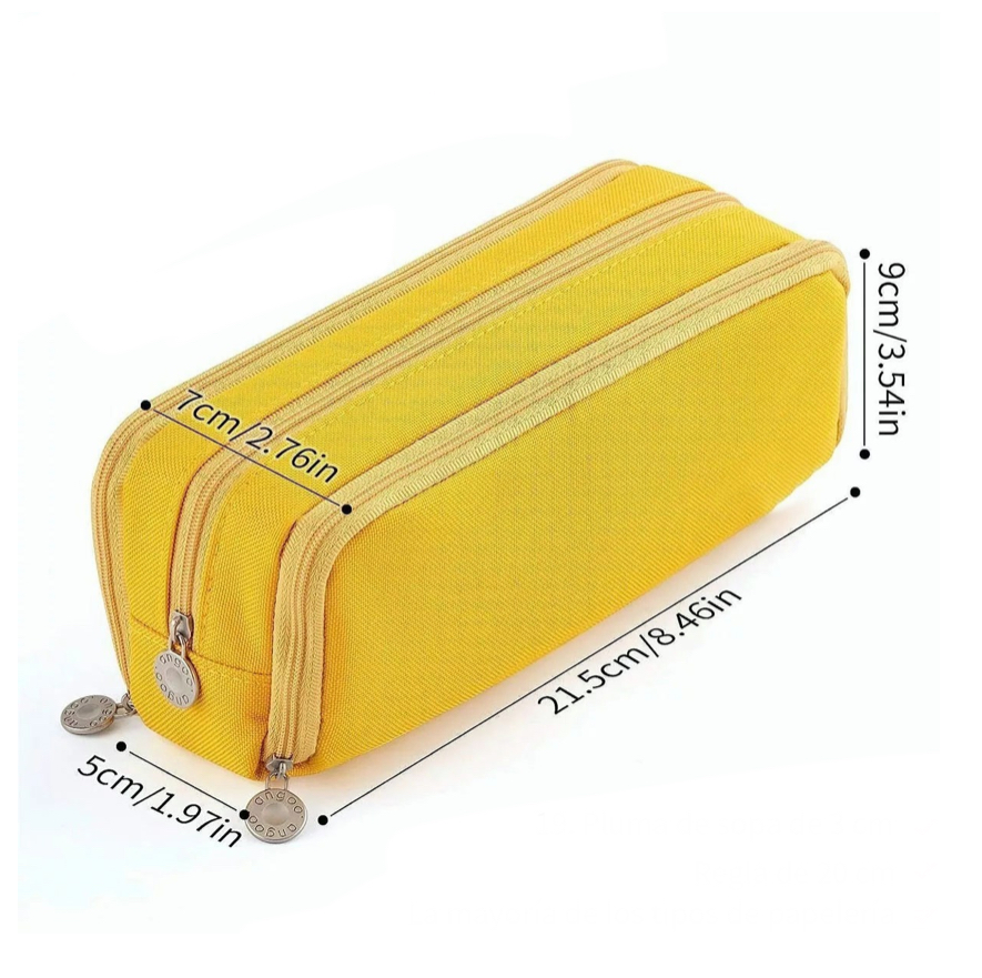 Lapicera Doble Capa De Gran Capacidad Estuchera Escolares amarillo