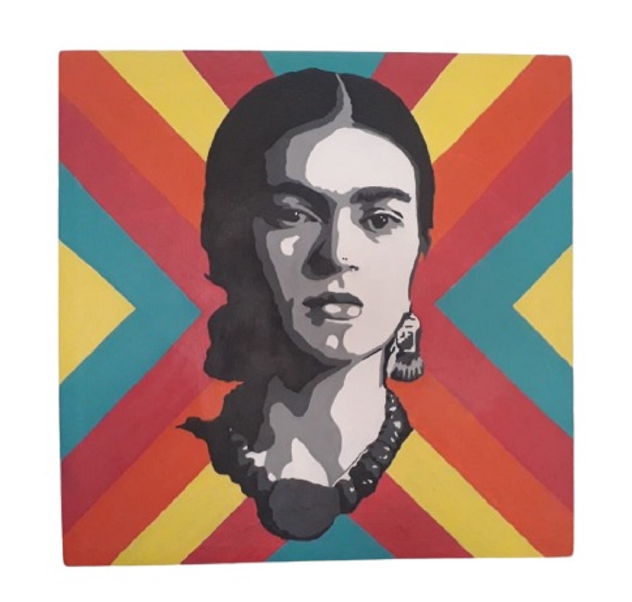 Cuadro decorativo pintado a mano Galería Oneris FRIDA KAHLO COLORES 60X60