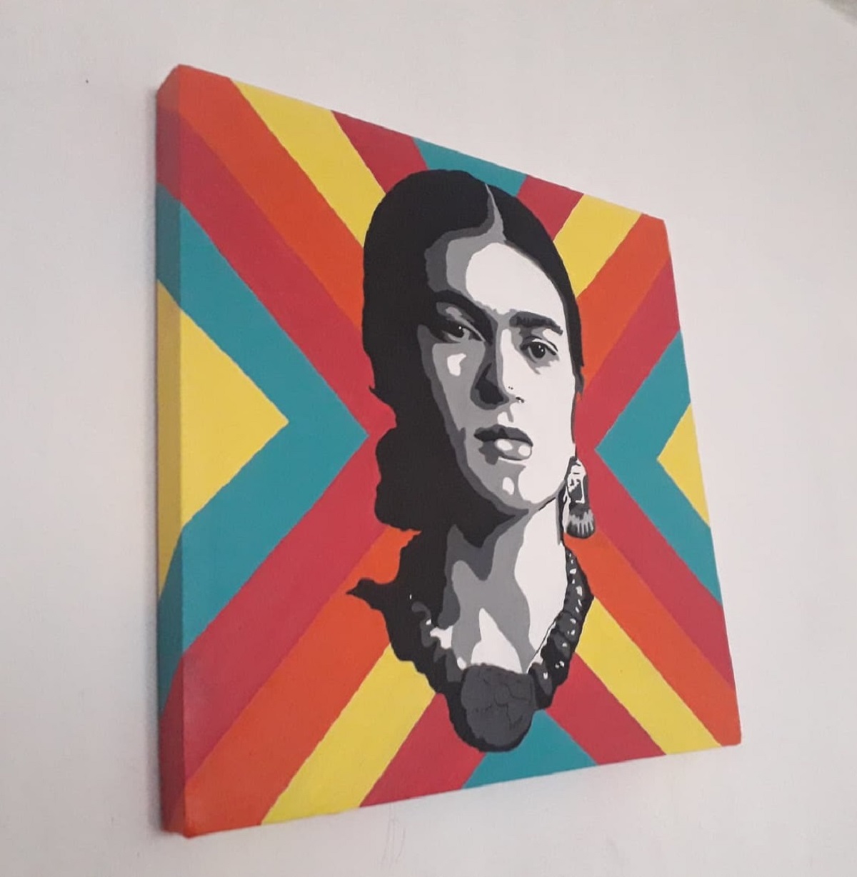 Cuadro decorativo pintado a mano Galería Oneris FRIDA KAHLO COLORES 60X60