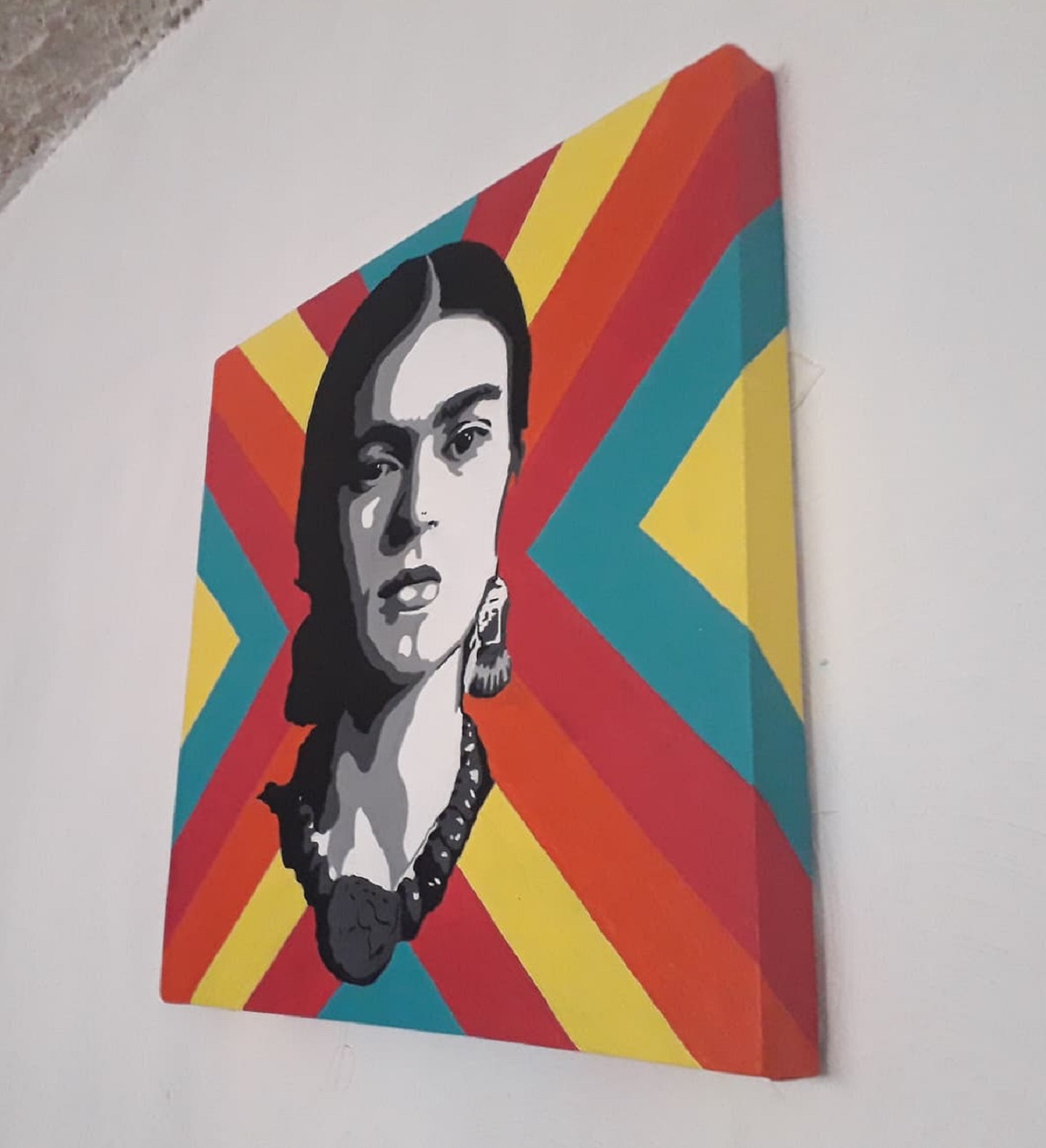 Cuadro decorativo pintado a mano Galería Oneris FRIDA KAHLO COLORES 60X60