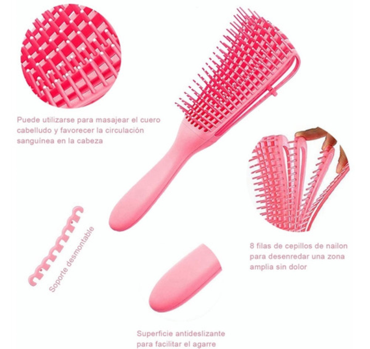 Set de Peines De Masaje De Pulpo 4 Piezas Rosa 