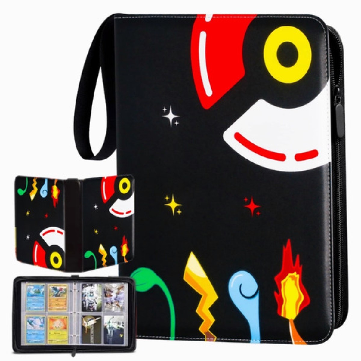 Carpeta Album De Tarjetas Pokémon Con 4 Bolsillos  Negra 
