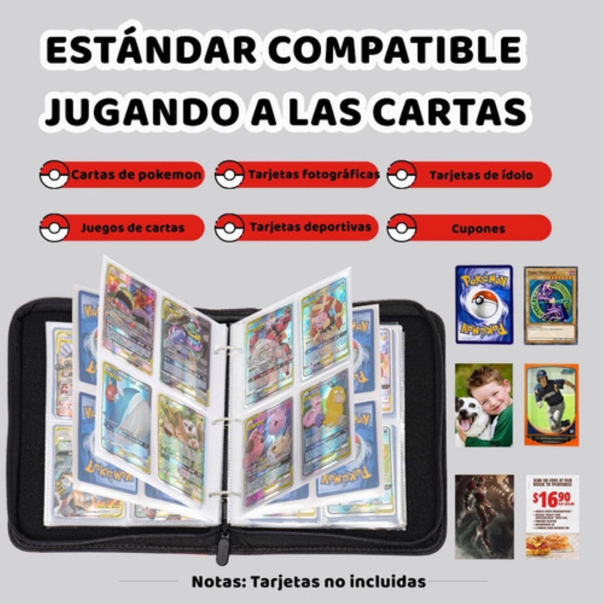 Carpeta Album De Tarjetas Pokémon Con 4 Bolsillos  Negra 