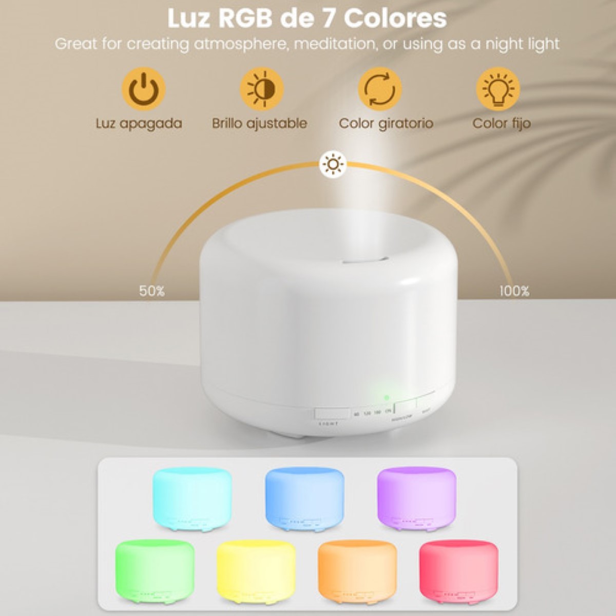 Humidificador de aire inalámbrico para bebés Humidificador de aire de 2  litros Cámara de aceite esencial con apagado automático led de 7 colores