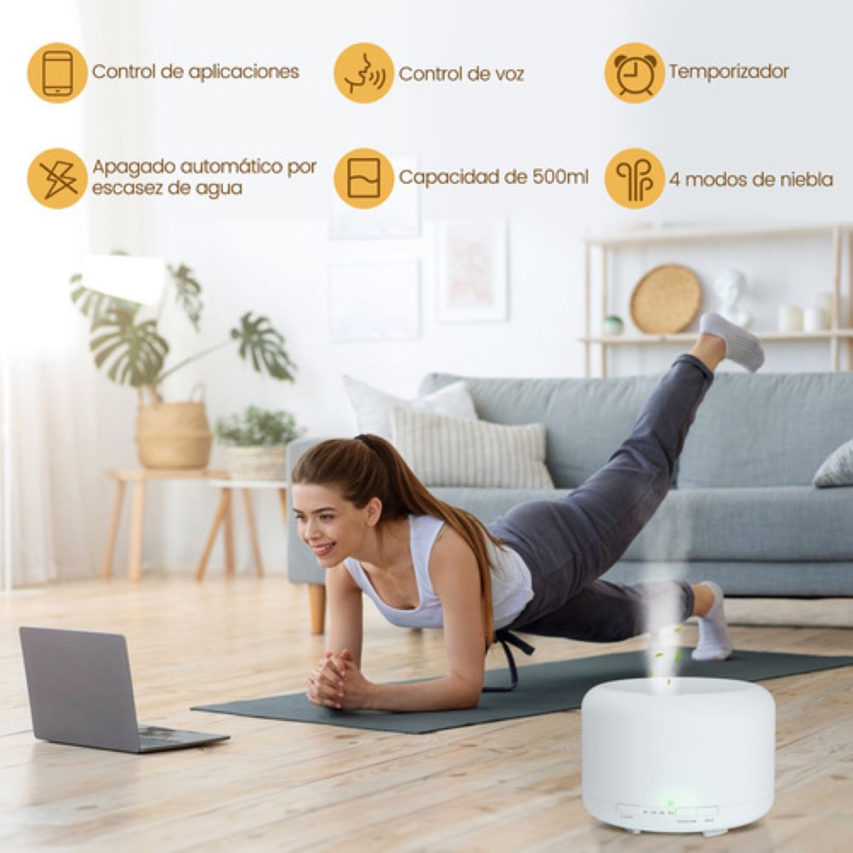 Difusor De Aceite Esenciales Aromaterapia 500 ml Alexa Blanco 