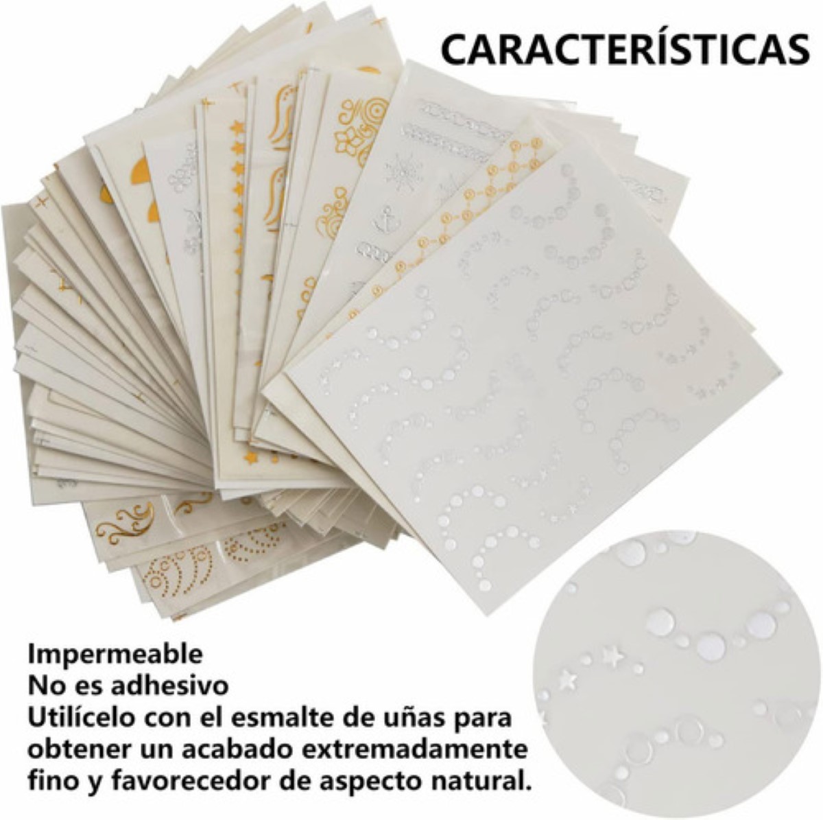 Sticker Pegatinas Decorativas para Uñas Dorado y  Plata 30hojas