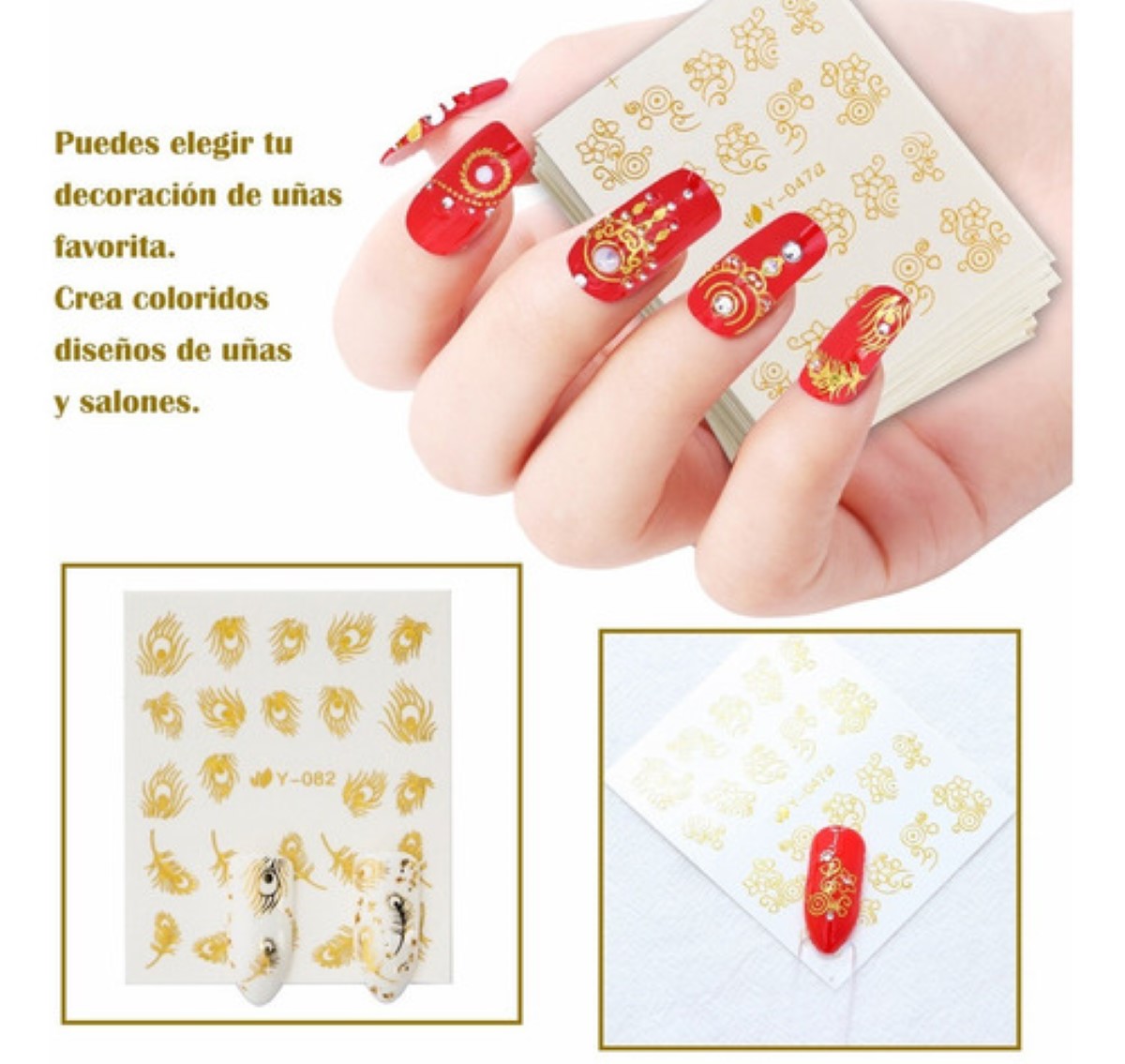 Sticker Pegatinas Decorativas para Uñas Dorado y  Plata 30hojas