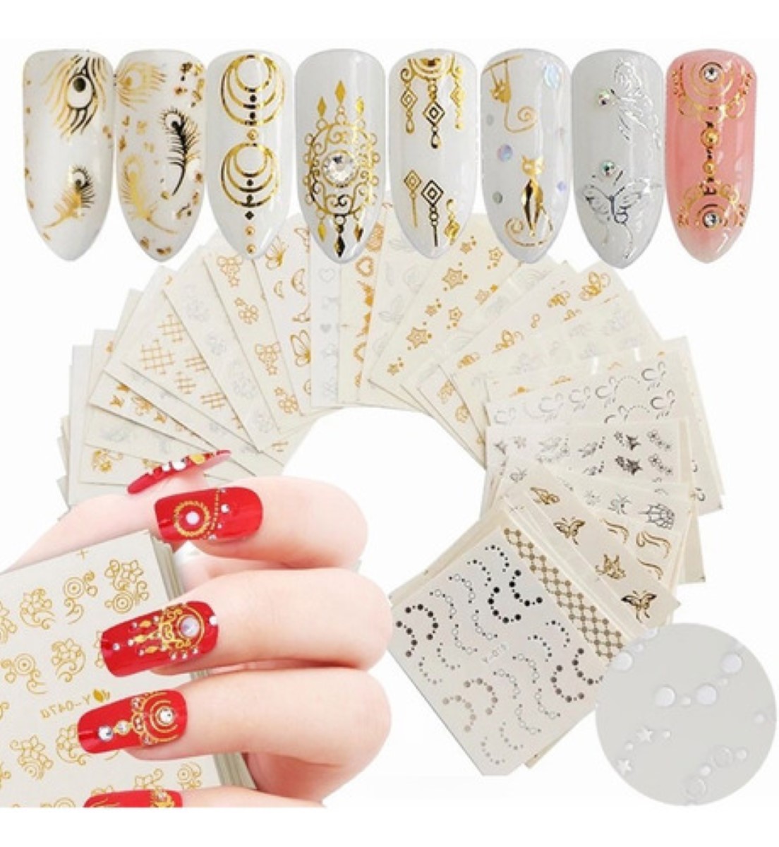 Sticker Pegatinas Decorativas para Uñas Dorado y  Plata 30hojas
