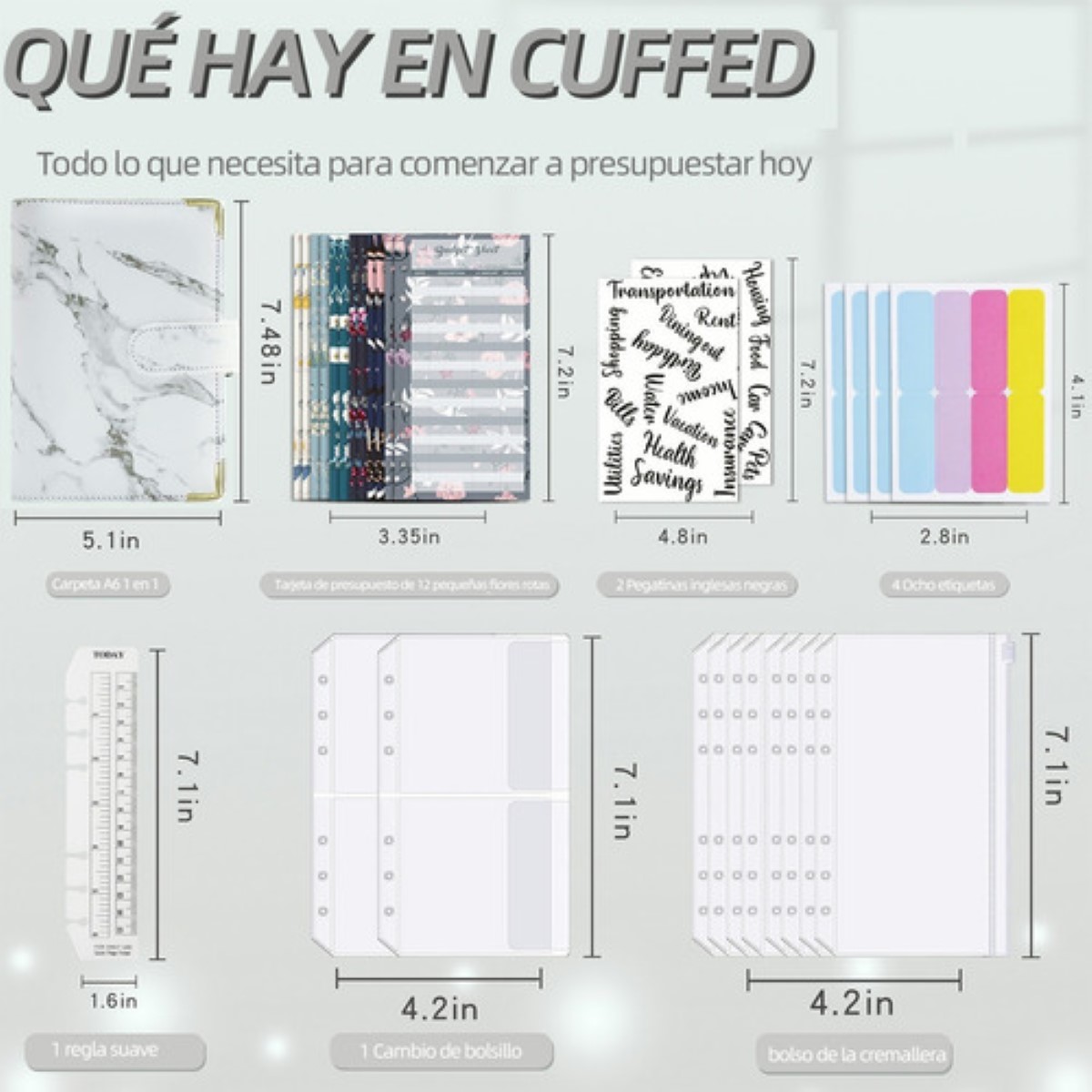 Carpeta de organigastos Portatil Diseño Marmoleo Blanco