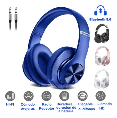 Diadema con auriculares inalambricos, Bluetooth
