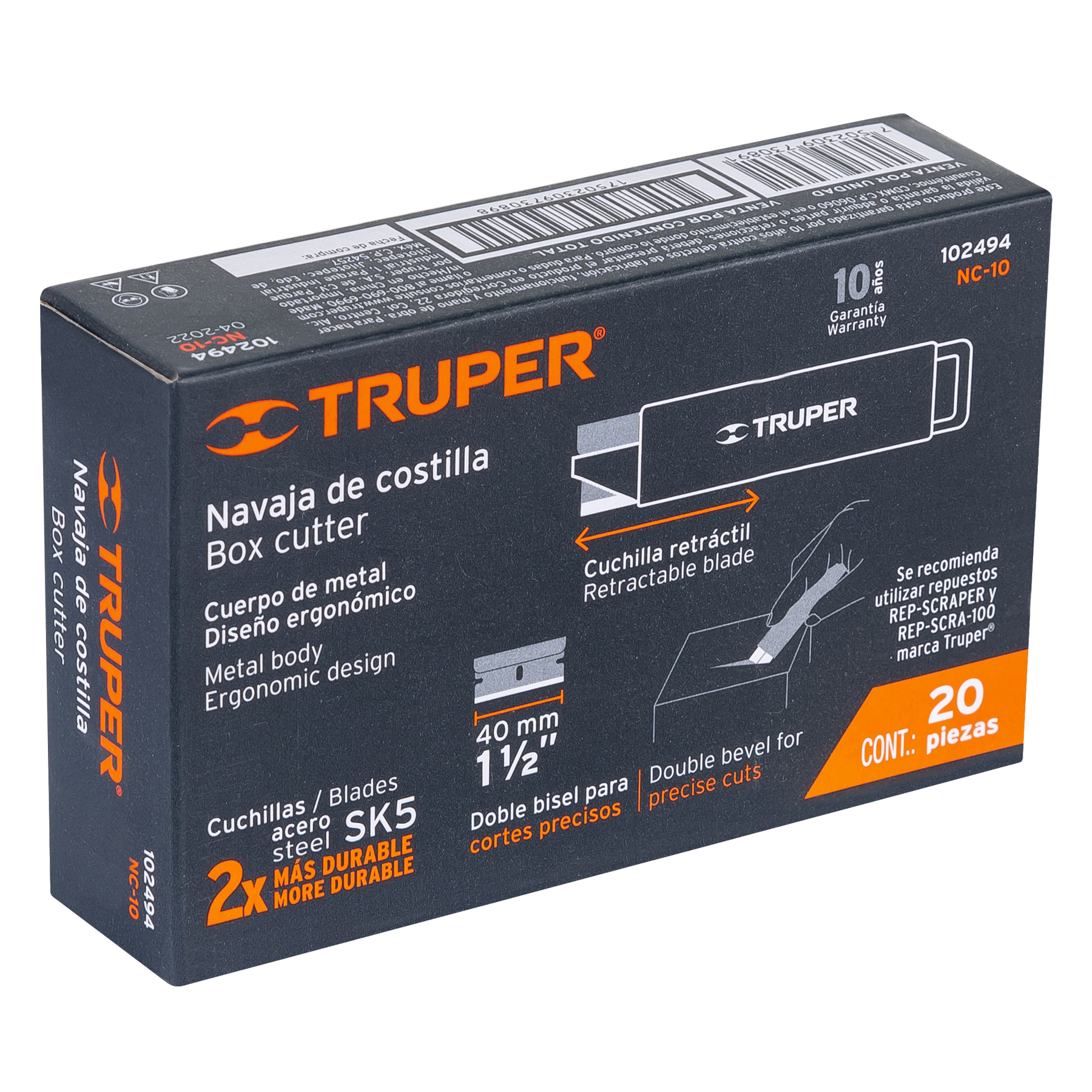NAVAJA DE COSTILLA CON CUERPO METÁLICO, TRUPER 102494
