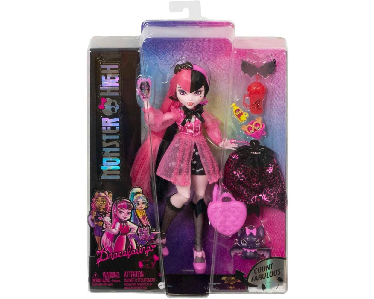  Monster High Muñeca Draculaura Vestimenta de Moda y Accesorios