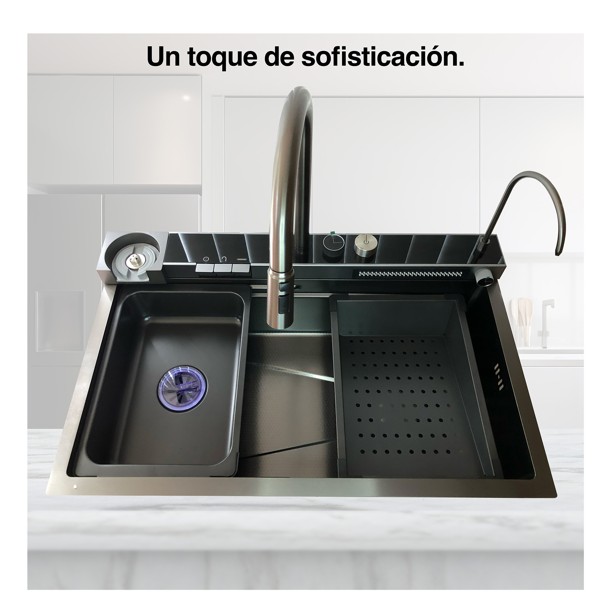 Tarja Cocina Fregadero Con Doble Cascada Acero Inoxidable Homely elegance