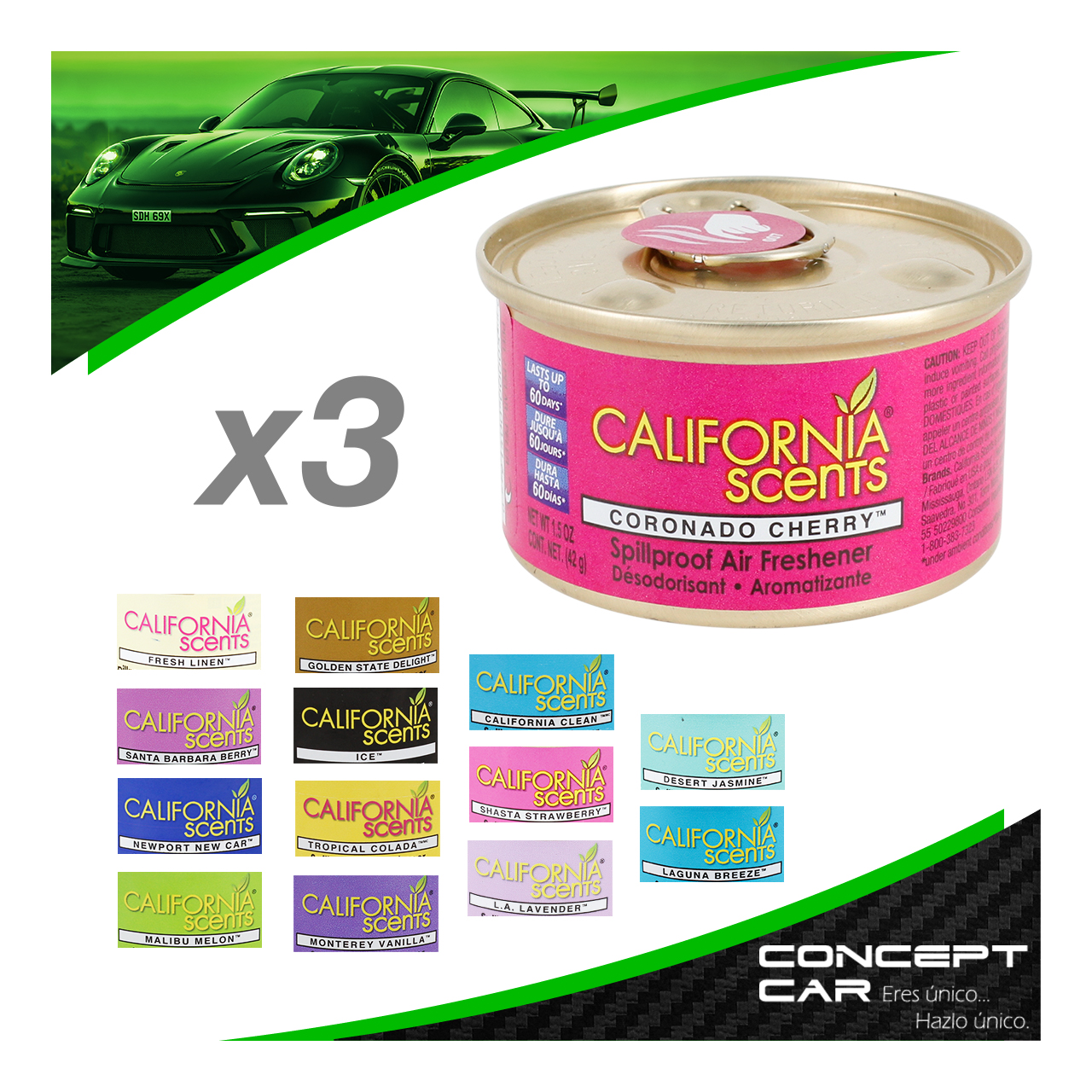 3 Aromatizante California Scents Lata 42gr Auto Camioneta