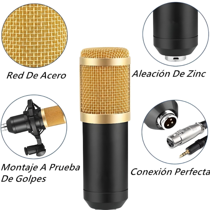 Micrófono Condensador 3.5mm Profesional Brazo Ajustable BM-800