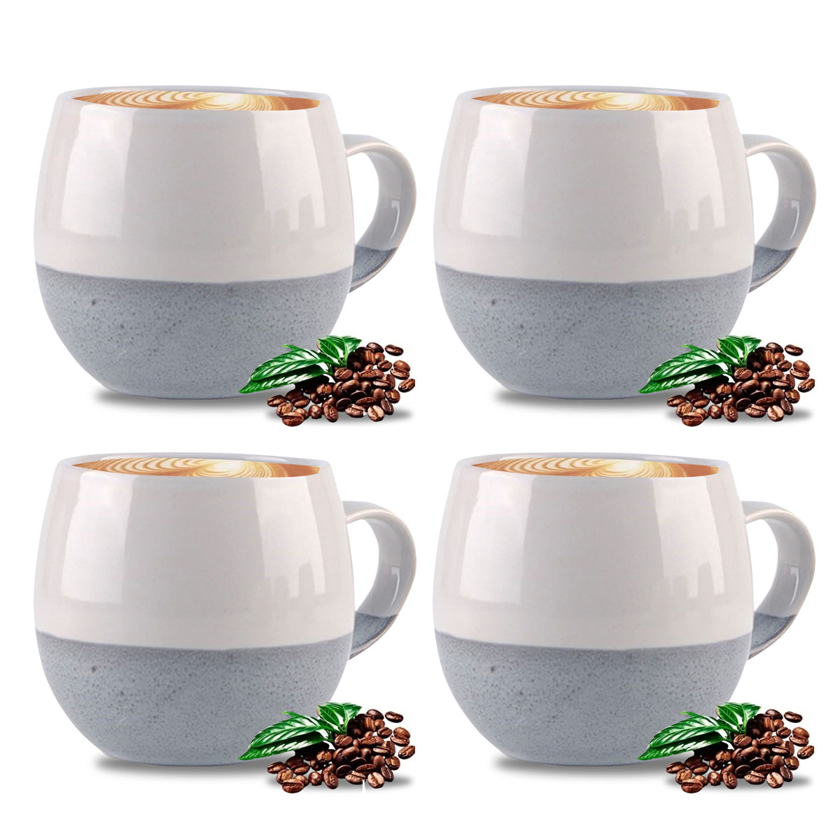 Set Juego De 4 Tazas Cerámica Moderna 460ml Chefmaker Gala
